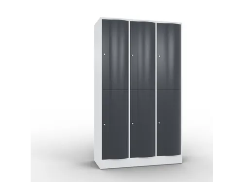 lockerkast cil.slot 1950x1150x540mm 3x2 vakken RAL7035 front RAL7021