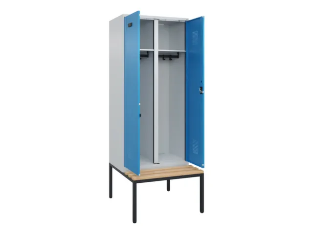 locker met bank,voor scheiding van kleding,HxBxD 2120x800x815mm,2vak