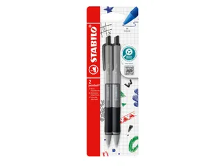 Balpen STABILO pointball colorful medium zwart blister à 2 stuks - 1