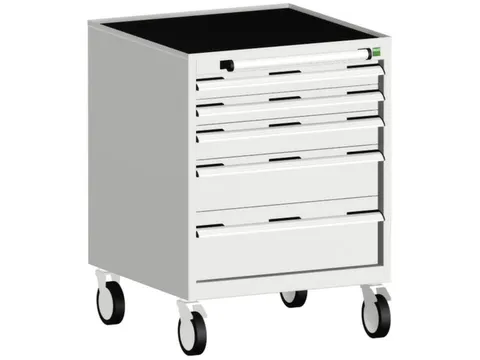 ladekast verrijdbaar 880x650x650mm 5laden romp RAL7035 front RAL7035