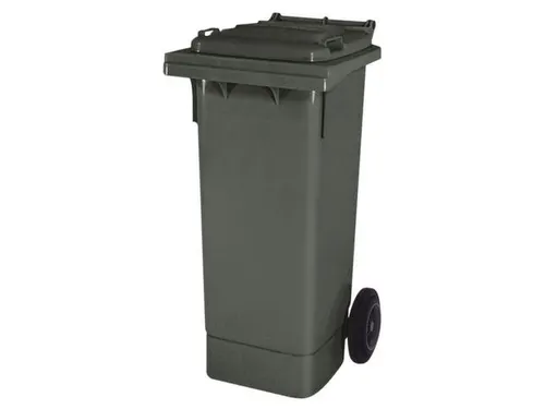 Vuilcontainer PE 80 liter HxBxD 930x448x530mm met wielen grijs