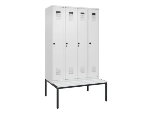 locker met bank,HxBxD 2120x1200x815mm,4vak,vak B 300mm,draaigrendel