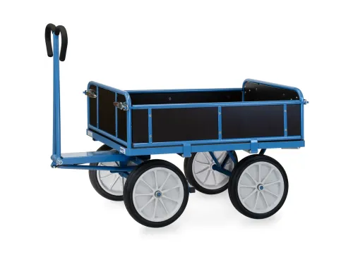 Handtrekwagens 6454v 1000kg 1200x800mm Houten Wanden Massief Rubber