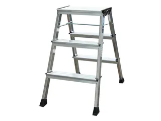 Verrijdbaar Vouwtrapje Aluminium 2x3treden 4 Geveerde Wielen Alumin - 4