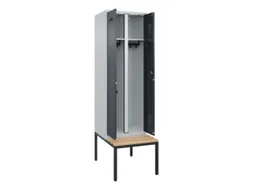 locker met bank,voor scheiding van kleding,HxBxD 2120x600x815mm,2vak
