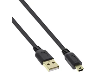 Kabel InlLne USB-A mini-B 2.0 platte kabel 2 meter zwart - 1