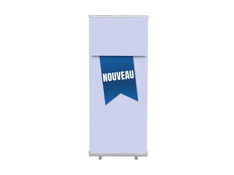 Roll-Banner 85x200 complete set met print "NOUVEAU" Blauw