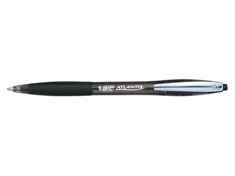 Balpen Bic Atlantis soft metalen clip clic medium zwart