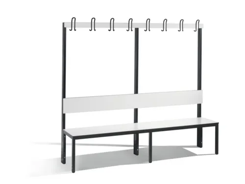omkleedbank,HxLxD 1650x2000x407mm,HPL wit,frame staal RAL7021