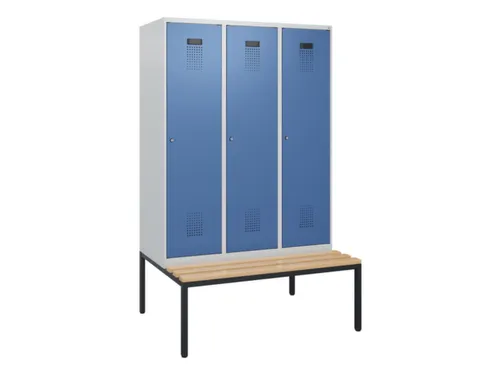 locker met bank,HxBxD 1950x1200x815mm,3vak,vak B 400mm,cilinderslot