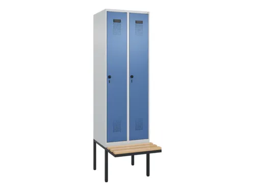 locker met bank,voor scheiding van kleding,HxBxD 2120x600x815mm,2vak