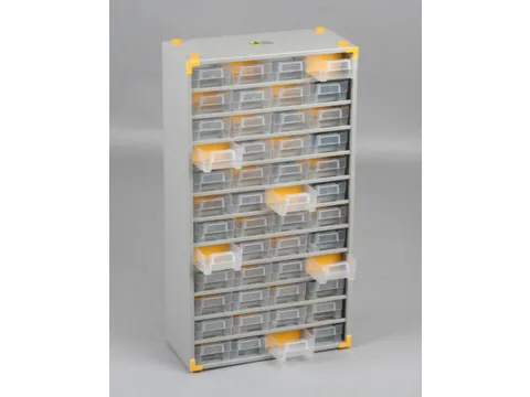 assortimentskast,HxBxD 565x300x140mm,48lade(s),laden transparant