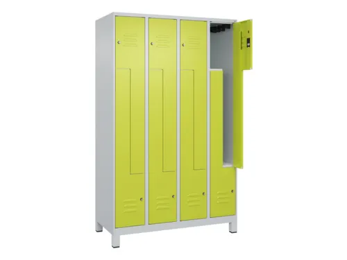 Z-garderobekast,HxBxD 1950x1200x500mm,vak B 150/300mm,cil.-slot,voeten