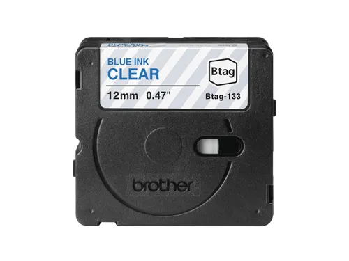 Brother BTAG-133 labelprinter tape Blauw op transparant