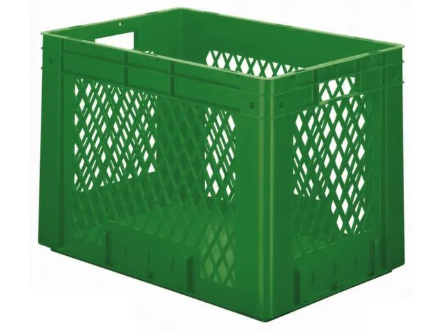 Euronorm Stapelkrat 420x600x400mm 80l Opengewerkt/Bodem Gesl. Groen