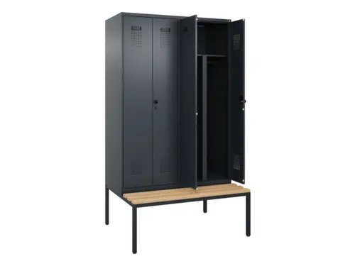PBM-locker met bank,HxBxD 2120x1200x815mm,4vak,vak B 300mm