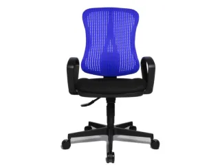 Bureaustoel Zitting Zwart Rugleuning Met Netbekleding In Blauw - 3