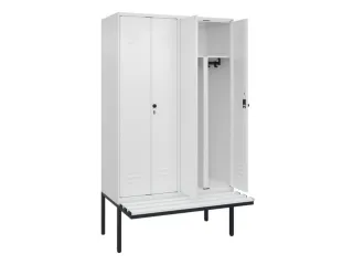 PBM-locker met bank,HxBxD 2120x1200x815mm,4vak,vak B 300mm - 2