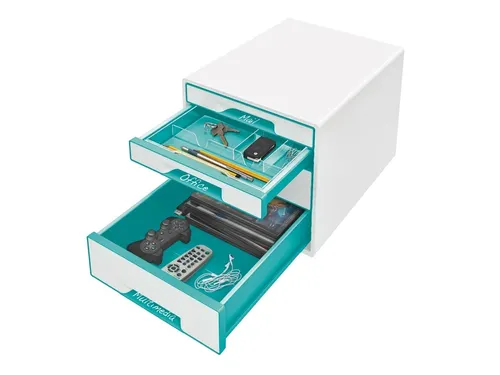 Ladenblok Leitz WOW Cube 4 laden wit/ijsblauw