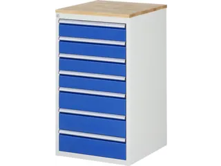 ladekast 1035x580x650mm 7laden cilinderslot RAL7035 RAL5010 beuken - 1