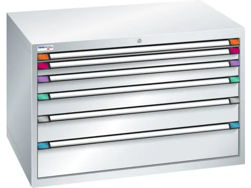 ladekast,HxBxD 800x1205x695mm,6lade(n),cil.-slot,RAL7035,front RAL7035