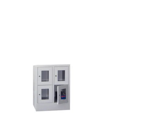lockerkast,HxBxD 855x600x500mm,2x2vakken,RAL7035,front RAL6011