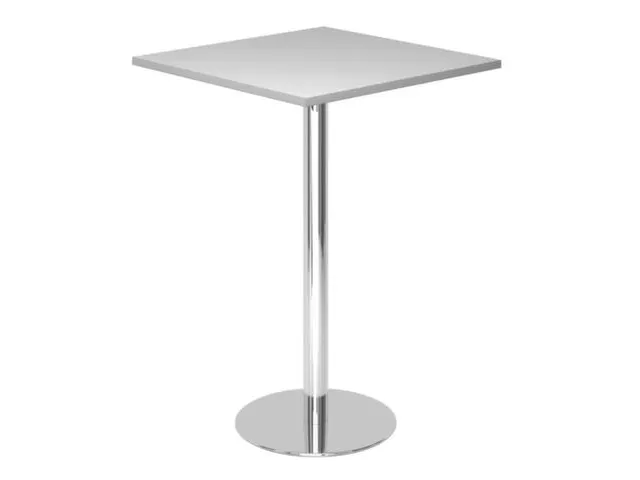 table haute,HxlxP 1116x800x800mm,carré,pied à disque chrome,tube ron
