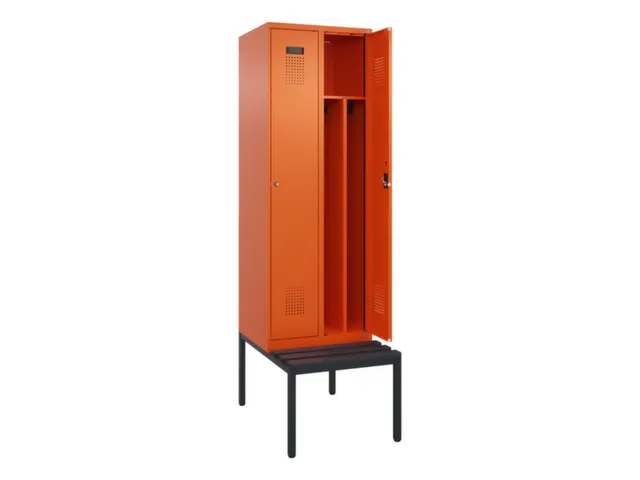 locker met bank,voor scheiding van kleding,HxBxD 2120x600x815mm,2vak