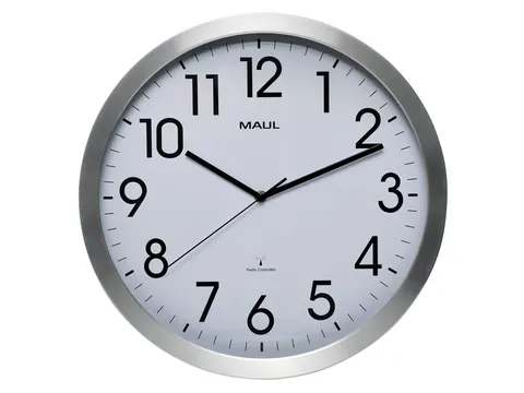 Wandklok MAUL Move RC Ø40cmxx4.5cm aluminium/wit incl.batterij