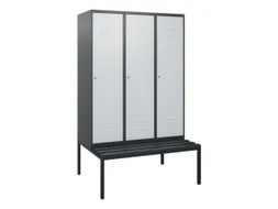 locker met bank,HxBxD 1950x1200x815mm,3vak,vak B 400mm,cil.-slot