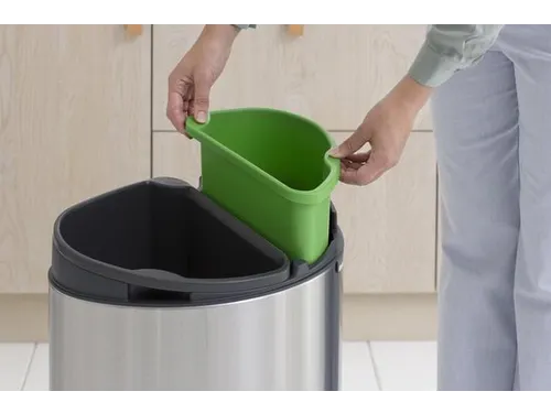 Touch Bin New Recycle Afvalbak 23+10 Liter Mat Staal