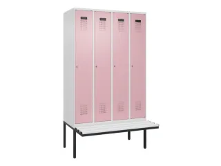 locker met bank,voor scheiding van kleding,HxBxD 2120x1200x815mm,4vak - 2