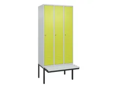 locker met bank,HxBxD 2120x900x815mm,3vak,vak B 300mm,cil.-slot