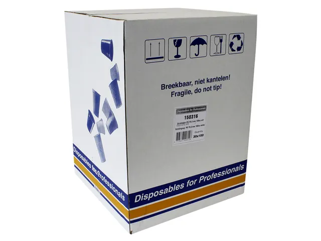 Beker kunststof 180ml wit 100 stuks