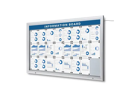Outdoor mededelingenbord 24x A4 met logopaneel LED verlicht