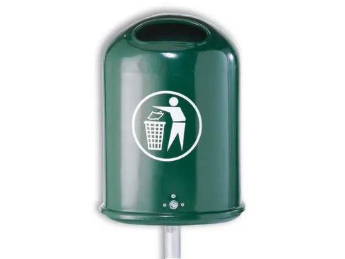 Afvalbak van staalplaat met asbak 45 liter ovale opening open mosgroen