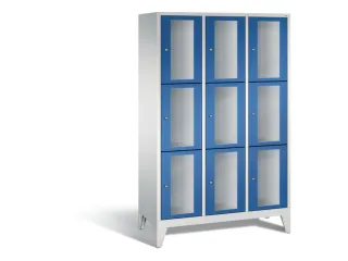lockerkast 1850x1200x500mm 3x3 vakken Cilinderslot Poten, RAL5010 - 2