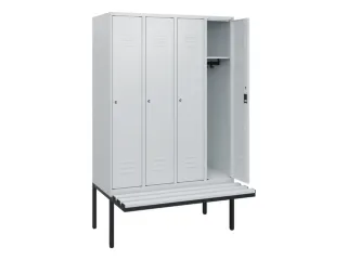 locker met bank,HxBxD 1950x1200x815mm,4vak,vak B 300mm,cil.-slot - 2