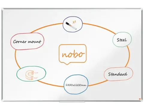 Nobo Whiteboard 120x180cm Staal Premium Plus Magnetisch