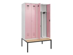PBM-locker met bank,HxBxD 2120x1200x815mm,4vak,vak B 300mm