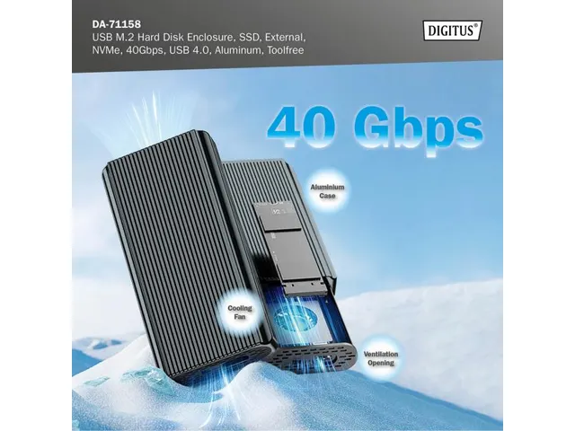 USB-behuizing voor harde schijf extern NVMe 40 Gbps USB 4.0 Aluminium