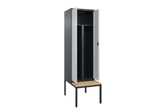 PBM-locker met bank,HxBxD 2120x600x815mm,2vak,vak B 300mm,cil.-slot
