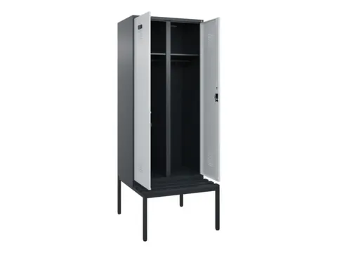 locker met bank,voor scheiding van kleding,HxBxD 2120x800x815mm,2vak