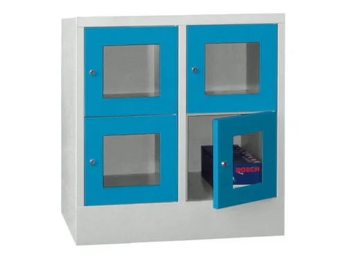 lockerkast,HxBxD 855x800x500mm,2x2vakken,RAL7035,front RAL5012