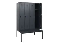 locker met bank,HxBxD 1950x1200x815mm,4vak,vak B 300mm,draaigrendel