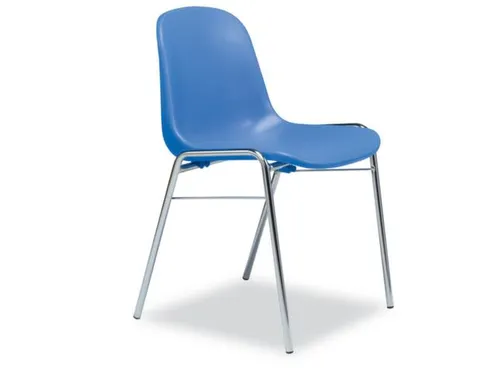 Kunststof kuipstoel,4voeten verchroomd,zitschaal PP blauw