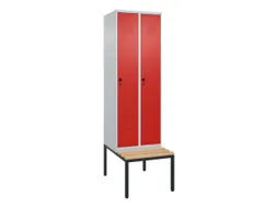 locker met bank,HxBxD 2120x600x815mm,2vak,vak B 300mm,draaigrendel