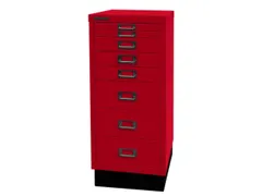 kantoor-ladekast HxBxD 670x279x380mm 8 laden romp kardinaalrood staal