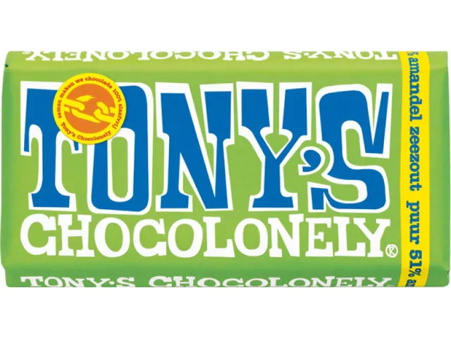 Chocolade Tony's Chocolonely reep 180gr puur amandel zeezout