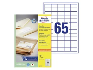 Etiket Avery Zweckform LR3666 38x21.2mm recycled wit 6500 stuks - 1